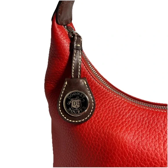 Y2K Dooney & Bourke Medium Red Pebbled Leather Bucket Bag / Tote Bag - Picture 5 of 13